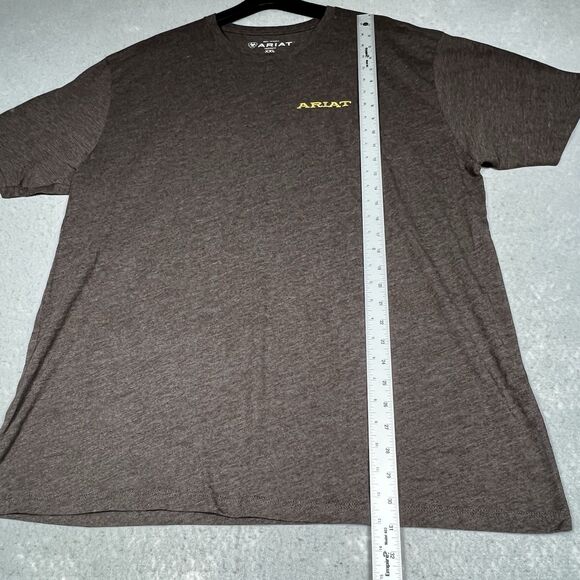 Ariat T-Shirt Mens XXL Brown Buckle Heather Graphic Logo Short Sleeve Western - Picture 10 of 12